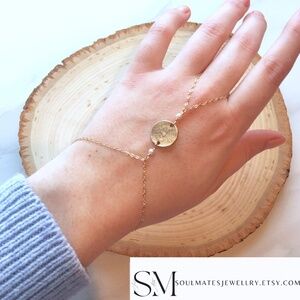 Wedding Bracelet handmade sixth pence charm. Good luck bracelet. Bridal bracelet